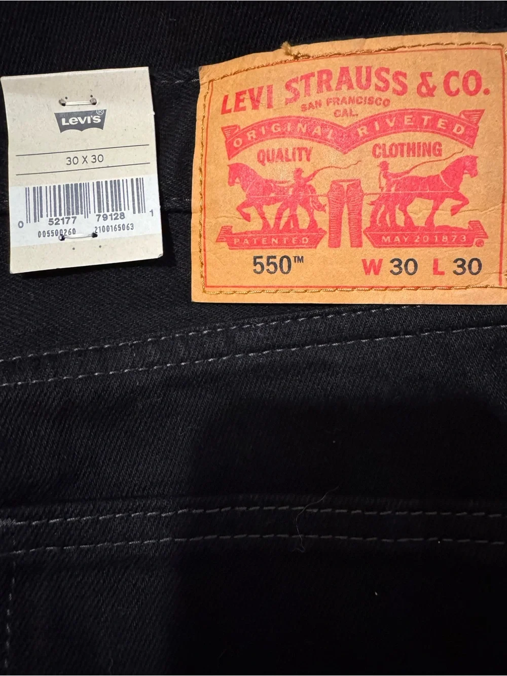 Levis 550 Relaxed Jeans Mens 30x30 NWT Black 100% Cotton No Stretch Denim